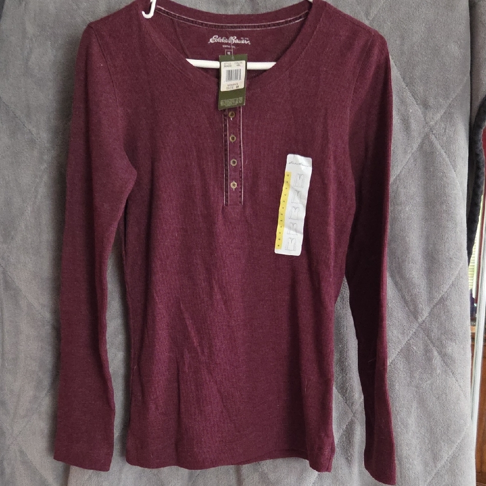 Eddie Bauer Maroon Long Sleeve Henley